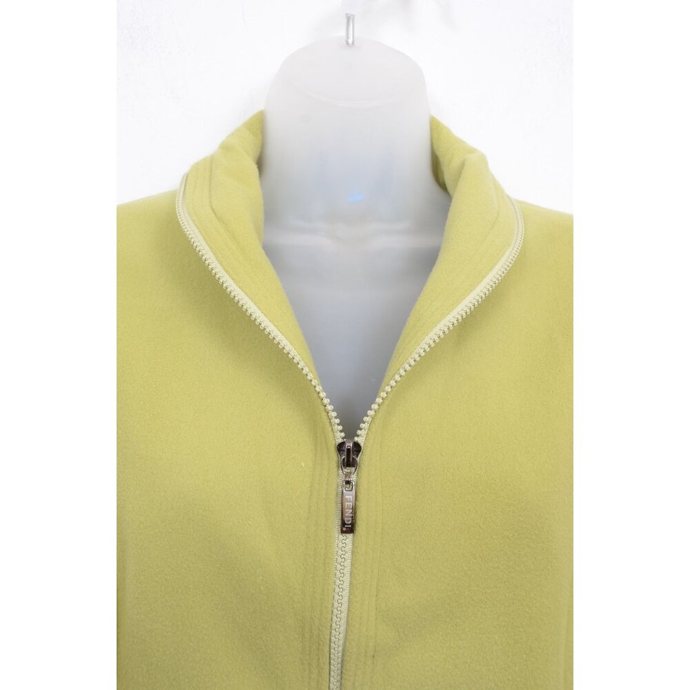 Vintage FENDI Jeans 100% Cashmere Soft Womens XL Green Jacket Lined Full Zip - Picture 2 of 10